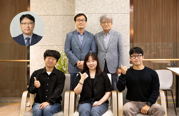 윗줄 왼쪽 원형부터 임한권 교수, 김동혁 교수, 최윤석 교수, 아랫줄 왼쪽부터정다운 연구원, 제 1저자 박서정 연구원, 제 1저자 임동준 연구원.