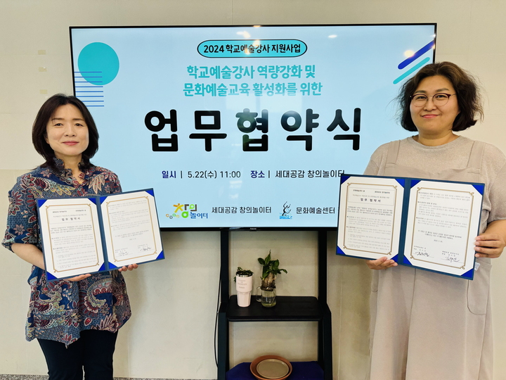 문화예술센터 결(대표 김수진)은 22일일 '학교예술강사 역량강화 및 문화예술교육 활성화'를 위해 (남구)고래문화재단, (북구)세대공감 창의놀이터, (동구)슬도아트와 업무협약을 체결했다.
