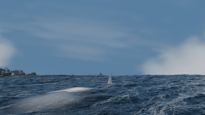 박경열_정자 바닷가, 월성 후쿠시마_3D 애니메이션_2024
