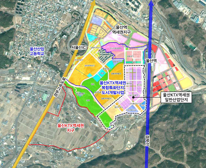 KTX역세권융합지구 특구개발사업 및 특구연계사업 위치도.