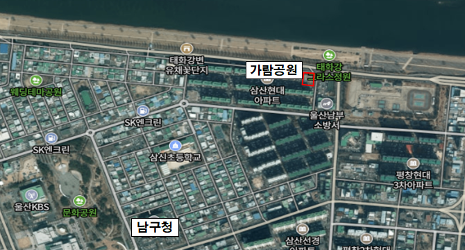 태화강그라스정원 노외주차장 위치도. 남구 제공