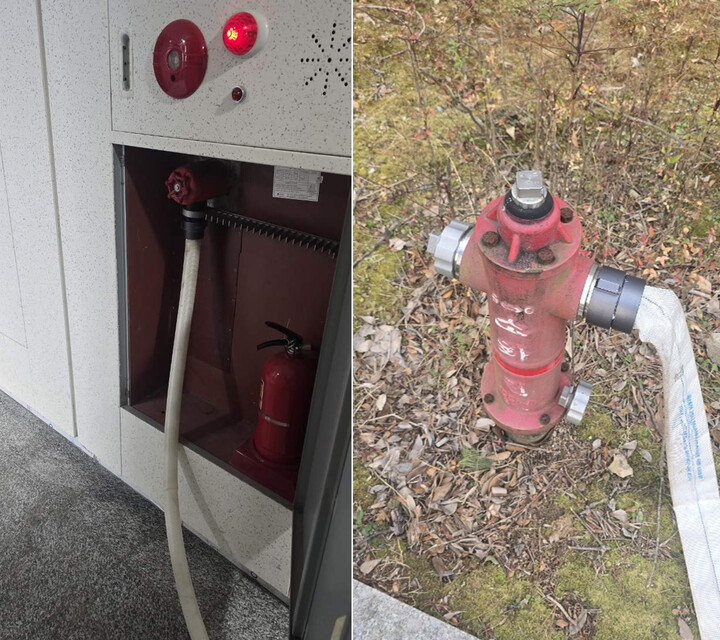 소화전 종류. (왼쪽부터)옥내소화전과 소화용수설비(상수도). 울산시 제공