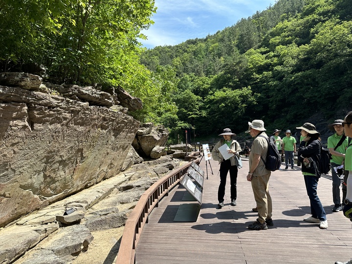 지난해 5월 이코모스의 현장 실사 모습. 울산시 제공