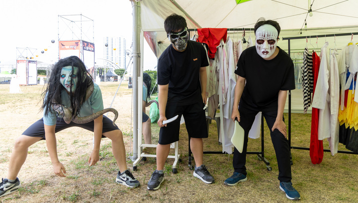 태화강 대숲 납량축제 분장팀 포즈, 울산 여름밤 공포 체험 현장