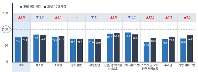 업종별 10월 체감 BSI