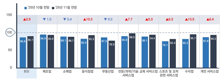 업종별 11월 전망 BSI