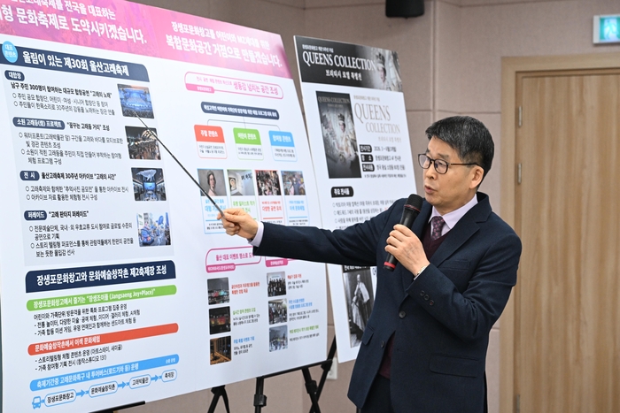 울산 남구 (재)고래문화재단은 3일 남구청 프레스센터에서 정례브리핑에서 열고 2026년을 재단 운영의 전환점으로 삼아 울산고래축제, 장생포문화창고, 울산남구문화예술창작촌 등 3대 핵심 사업을 중심으로 한 통합 운영 전략을 본격 추진한다고 발표했다.