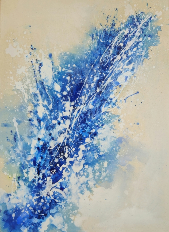 지혜영작 시원함이 흩날리는 no.2,  2026, 광목천에 혼합재료, 53.2×73cm 슬도아트 제공
