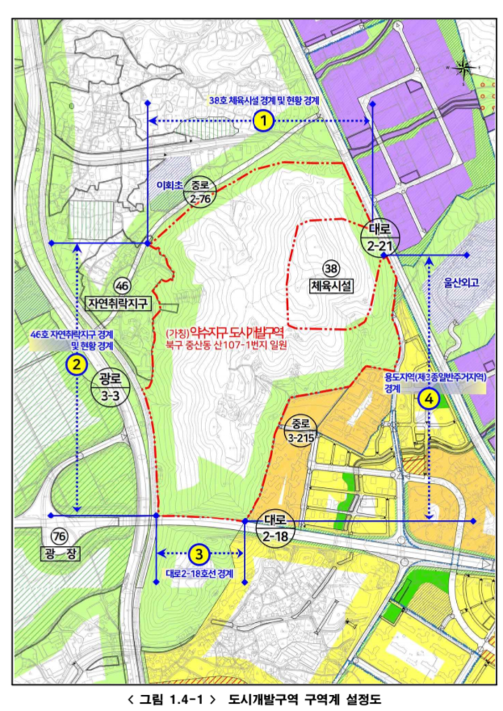 울산 북구 약수지구 도시개발구역 구역계 설정도.
