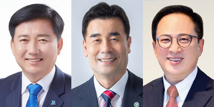 (왼쪽부터) 울산 중구청장 선거에 출마한 박태완·김영길·고호근 후보.