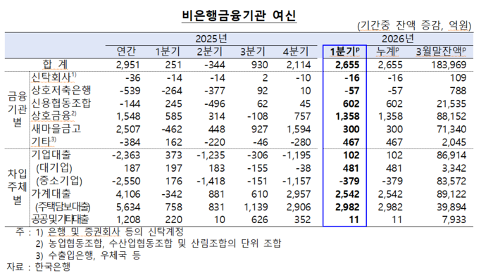 비은행금융기관 여신