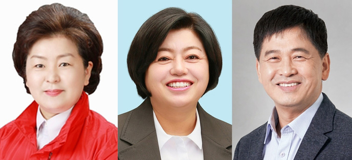 국민의힘 천기옥·진보당 박문옥·노동당 이장우 동구청장 후보.
