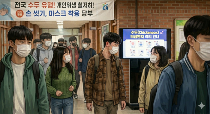 전국적으로 수두가 유행하는 가운데 울산에서도 학교를 중심으로 환자가 늘면서 보건당국이 감시와 예방관리를 강화하고 있다. AI로 생성한 이미지