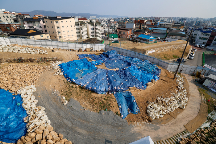 울산 병영성 서문지 복원공사현장 전경. 울산매일 포토뱅크