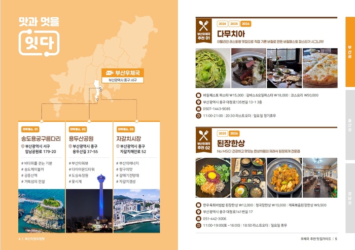 2026년 우체국 추천 맛집가이드 책자.-부산우정청 제공