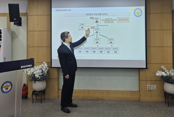 울산남부경찰서는 전자금융거래법 위반 혐의로 총책 4명을 구속하고 통장 대여자 등 196명을 불구속 입건해 검찰에 송치했다고 5일 밝혔다.