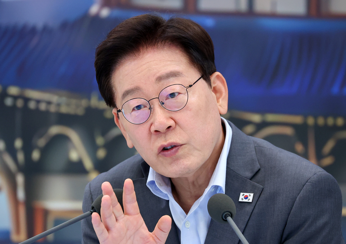 이재명 대통령이 5일 청와대 영빈관에서 열린 교육부·국가교육위·문체부·국가유산청 등에 대한 부처 업무보고에서 발언하고 있다. 연합뉴스