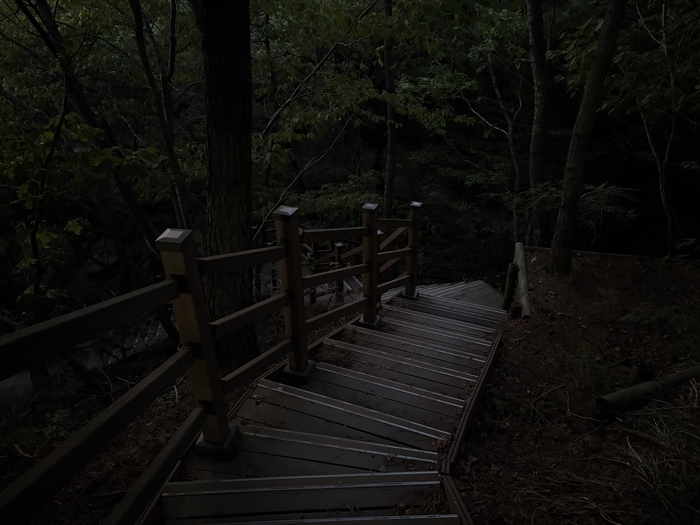 해질녘 찾은 울산 동구 큰마을 저수지는 조명이 없어 발밑을 확인하기 어려울 민큼 어두웠다.