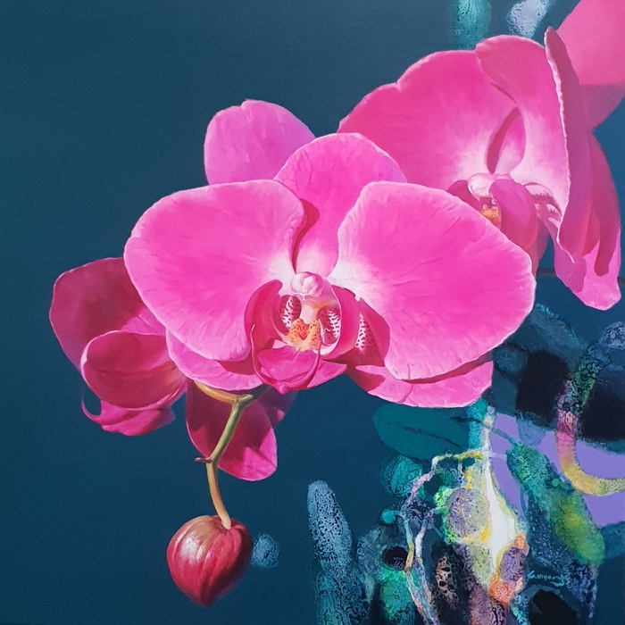 최명영작 행복 나누기 91.0x91.0 oil  on  canvas