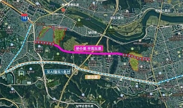 문수로 우회도로 계획도. 울산시 제공