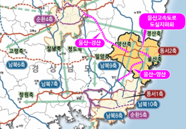 ‘제3차 고속도로 건설계획’ 울산시 건의사업 위치도. 울산시 제공