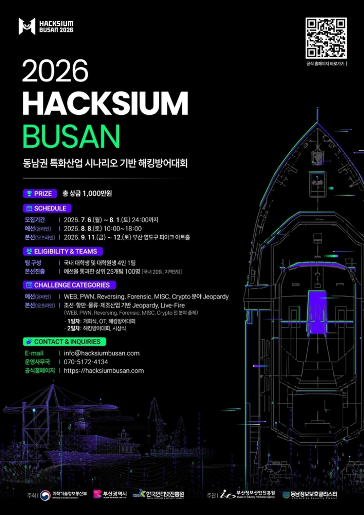 제2회 동남권 해킹방어대회 ‘2026 HACKSIUM 부산’ 포스터.-부산시 제공
