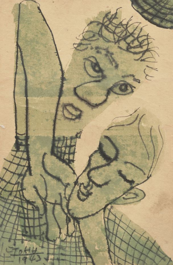 두 사람, 1943, 13.7×9cm, 종이에 수채 물감, 펜, 국립현대미술관 소장
