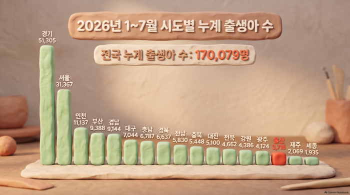 2026년 1~7월 누계 출생아 수.
