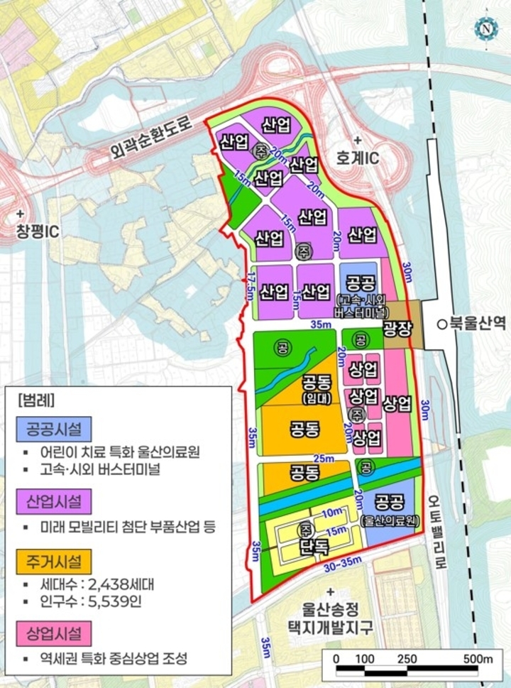 북울산역 개발사업 토지이용계획(안). 울산시 제공